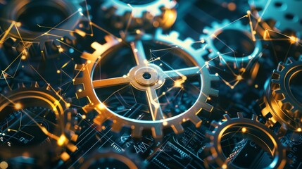 Fototapeta premium Gears used to transmit motion power in variety machines