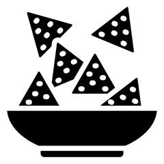 Nachos glyph icon, related to street food theme. use for modern concept, app and web development