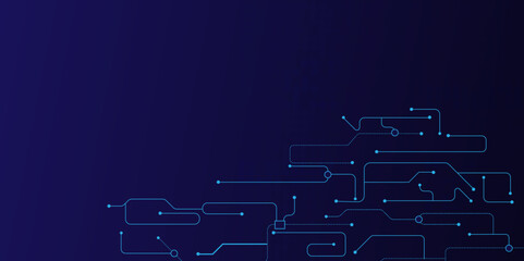 circuit board with blue line and transparent background, High computer and digital technology and communication concept background.