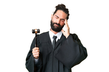Naklejka premium Judge caucasian man over isolated chroma key background with headache