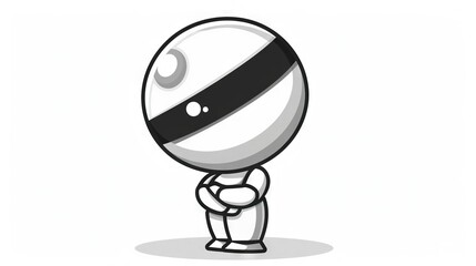   A cartoon character with a black and white stripe on his face and a black and white striped body