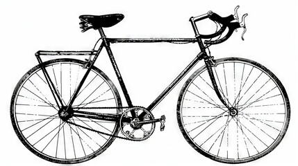  A monochrome image of a bicycle against a white backdrop