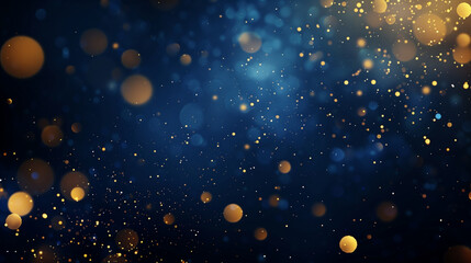 abstract dark bleu background with gold particles, Christmas or new year background. Beautiful background for Christmas or New Year with copy space. Design for banner, greeting card, invitation card, 