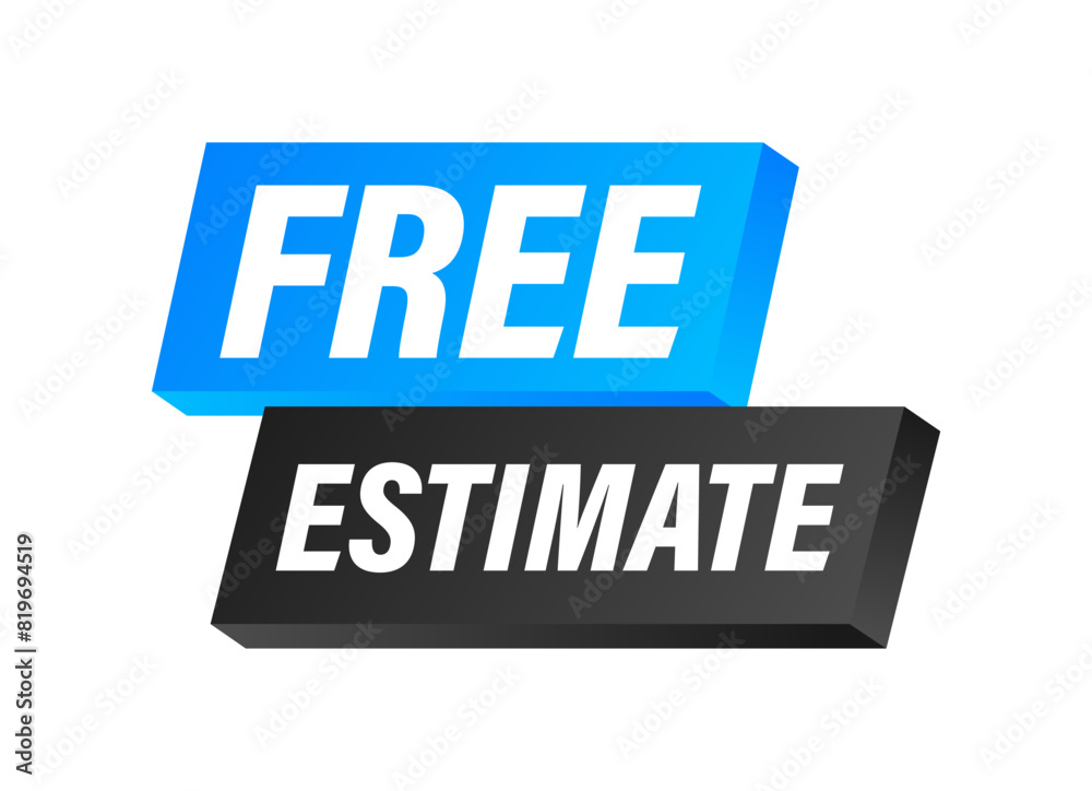 Canvas Prints Free estimate label. Approximate calculation of the cost. Estimates badge.