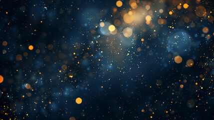 abstract dark bleu background with gold particles, Christmas or new year background. Beautiful...