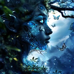 portrait of a woman with a butterfly