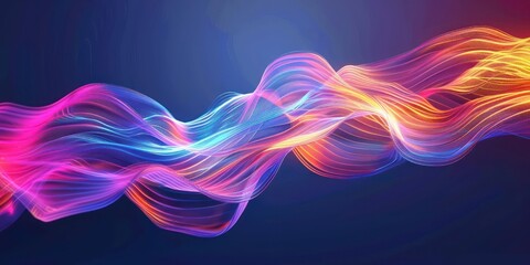 Obraz premium Dynamic and colorful digital eye wave lines background, perfect for adding energy and movement to your design compositions.