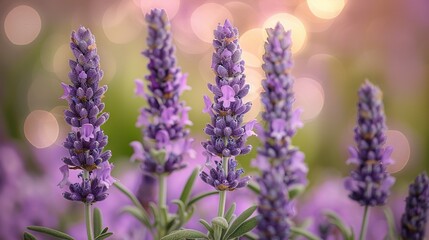   A close-up of a group of purple flowers with a soft light background