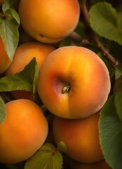 apricots on a branch . apricot fruit . apricot leaves. apricot tress