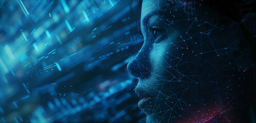 Big Digital Systems, Seamless Connectivity, and the Essence of Conceptual Technology.Face of futuristic and Innovative Imagery AI and Automation use of artificial intelligence and automation in busine