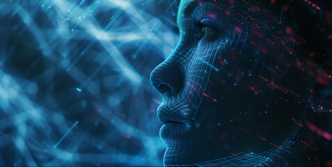 Big Digital Systems, Seamless Connectivity, and the Essence of Conceptual Technology.Face of futuristic and Innovative Imagery AI and Automation use of artificial intelligence and automation in busine