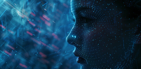 Big Digital Systems, Seamless Connectivity, and the Essence of Conceptual Technology.Face of futuristic and Innovative Imagery AI and Automation use of artificial intelligence and automation in busine