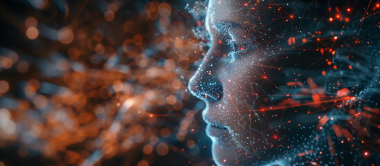 Big Digital Systems, Seamless Connectivity, and the Essence of Conceptual Technology.Face of futuristic and Innovative Imagery AI and Automation use of artificial intelligence and automation in busine