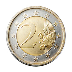 2 euro coin on transparent background