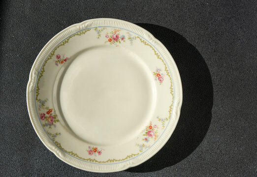 Old plate top view. German porcelain