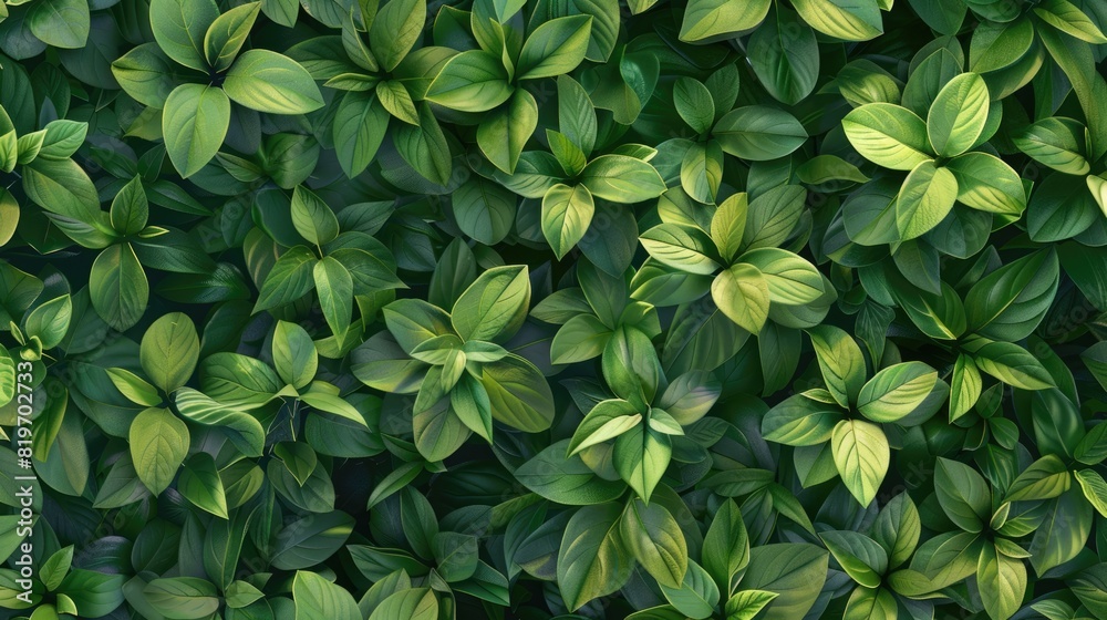 Wall mural A background of juicy leaves. Dark green foliage, abstract background, natural texture. A place for the text.