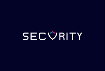Security Logo, letter V as shield in text Security typography logo, vector illustration © Jerry