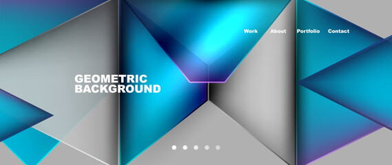 Fototapeta premium Flowing bright neon gradients geometric abstract background with triangles and lines. Fluid color pattern of color liquid gradient background for wallpaper, banner, background, card, landing page