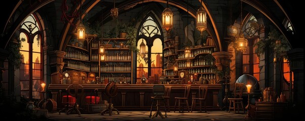 Obraz premium Wine Cellar background flat design side view vintage collectors paradise theme 3D render vivid