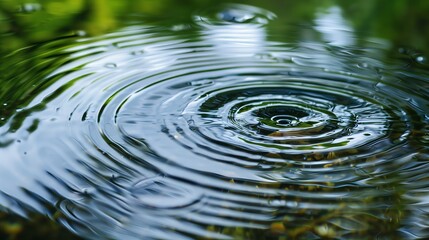 Water ripples in a pond evoke calm and nature's beauty.