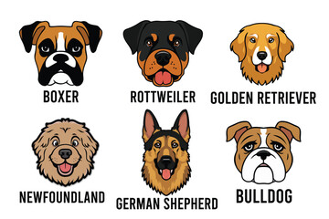 dog breed face set