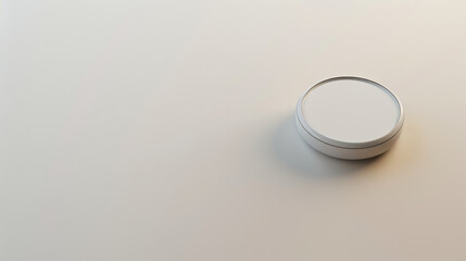 Minimalist design of a simple white button against a soft, neutral background with subtle lighting.