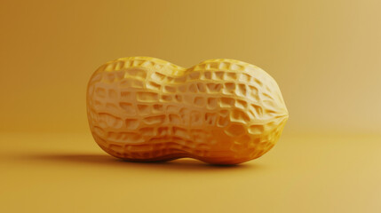 Artistic representation of a textured peanut rendered with a honeycomb pattern on a yellow background.