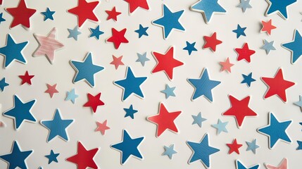 Fototapeta premium Patriotic star stickers, clean white background