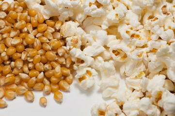 Closeup of popcorn on a stack