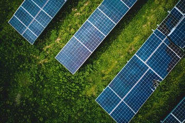 Des panneaux solaires sur le toit d'une maison avec un magnifique lever de soleil en arrière-plan.. Beautiful simple AI generated image in 4K, unique.