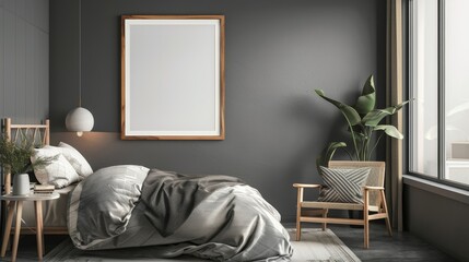 Elegant Office Setup in Charcoal, Frame Mockup Perfect for Professional and Modern Workspaces