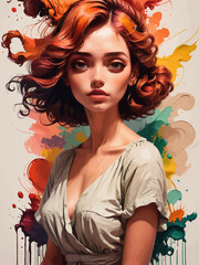 women painting illustration design