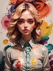 women painting illustration design