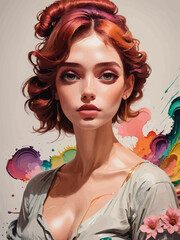 women painting illustration design