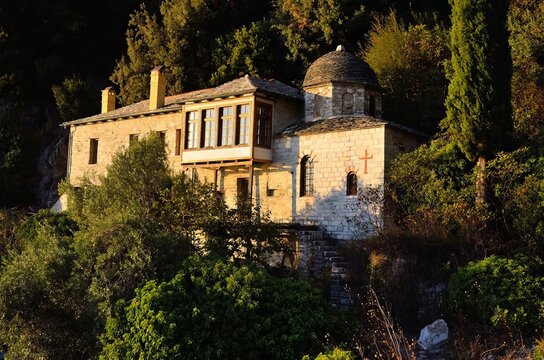 Skete of Saint Anne, Mount Athos, Greec surrounding trees