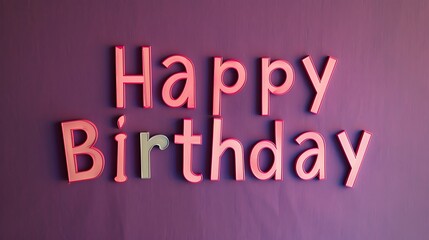 Happy Birthday written with beautiful stylish letters on a plain plum background