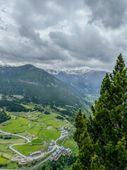 incredible view of andorra from the heights of the mountains. Mirador del Quer