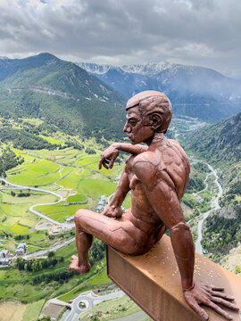 statue of the mirador del quer in andorra.The Thinker of Roc del Quer in Canillo, Andorra. The Thinker of Roc del Quer in Canillo,.