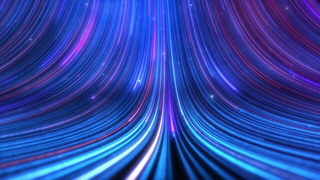 Abstract pink blue light trail creative cosmic background. Explosion, Hyper jump into another galaxy. Speed of light, neon glowing rays in motion.