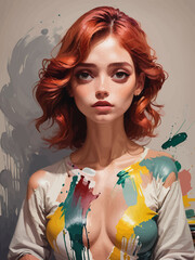 women painting illustration design