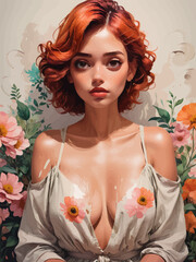 women painting illustration design