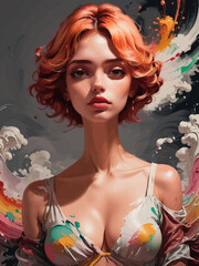 women painting illustration design