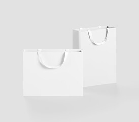white shopping bag for branding with place for your brand name or text, Mockup, 3d rendering, isolated on light background.