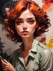 women painting illustration design