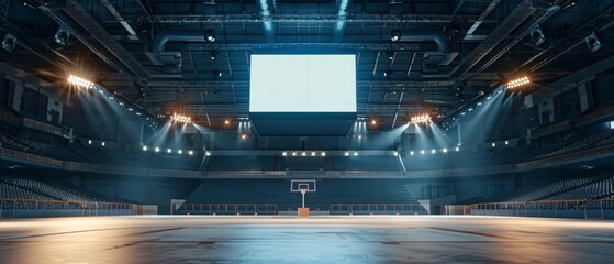 Blank digital advertisement screen in a large sports arena