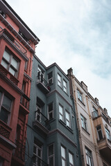 Buildings with balconies in vibrant array in Istanbul, Turkey