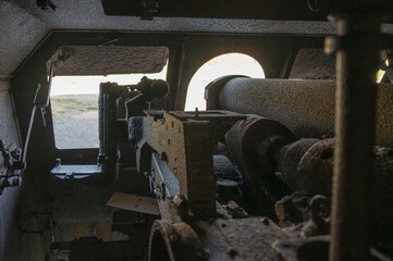 Interior view of the German defensive bunker of Longues Sur Mer