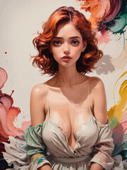 women painting illustration design