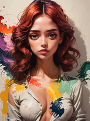 women painting illustration design