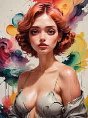 women painting illustration design